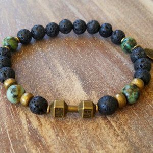 Men's ~ African Turquoise/Lava Dumbbe Bracelet